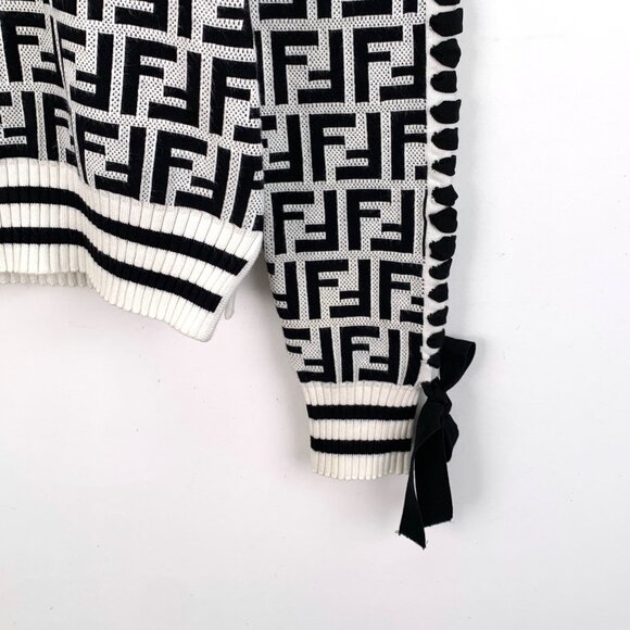 Fendi logo monogram all-over crewneck long-sleeve knit sweater - Picture 5 of 7